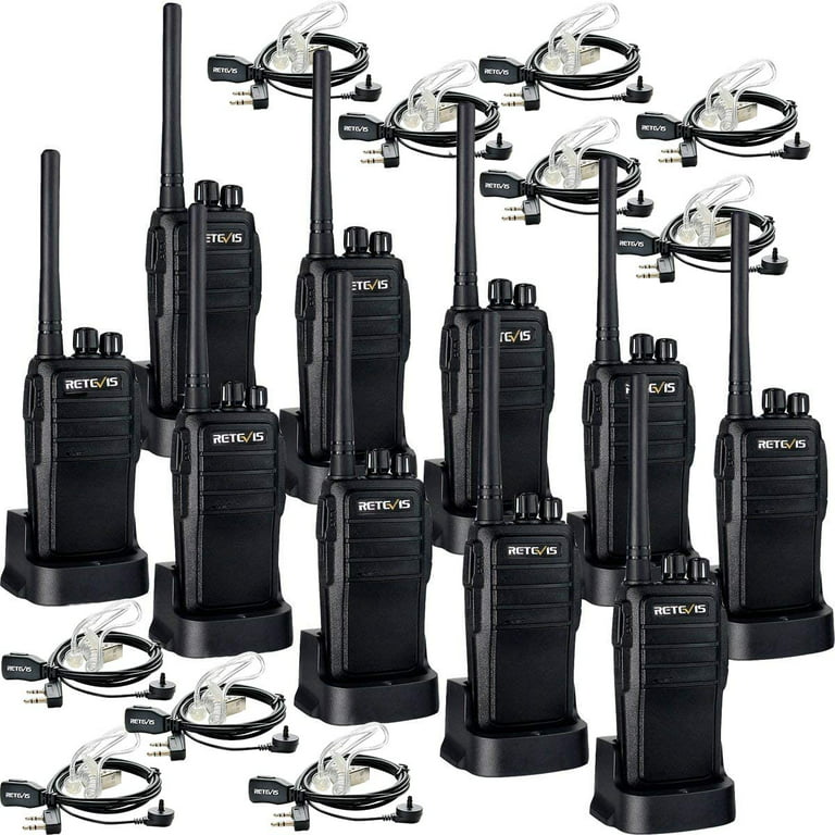 RT21 Walkie Talkie for Adult Rechargeable, 2 Way Radios and Earpieces  (Black,10 Pack) 