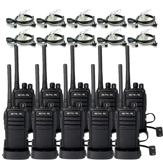 Retevis RT21 Walkie Talkies for Adults, 2 Way Radios Walkie Talkies Long Range, Portable FRS Two Way Radios with Earpiece, Handfree, for Government Education Churches Dealers(10 Pack)