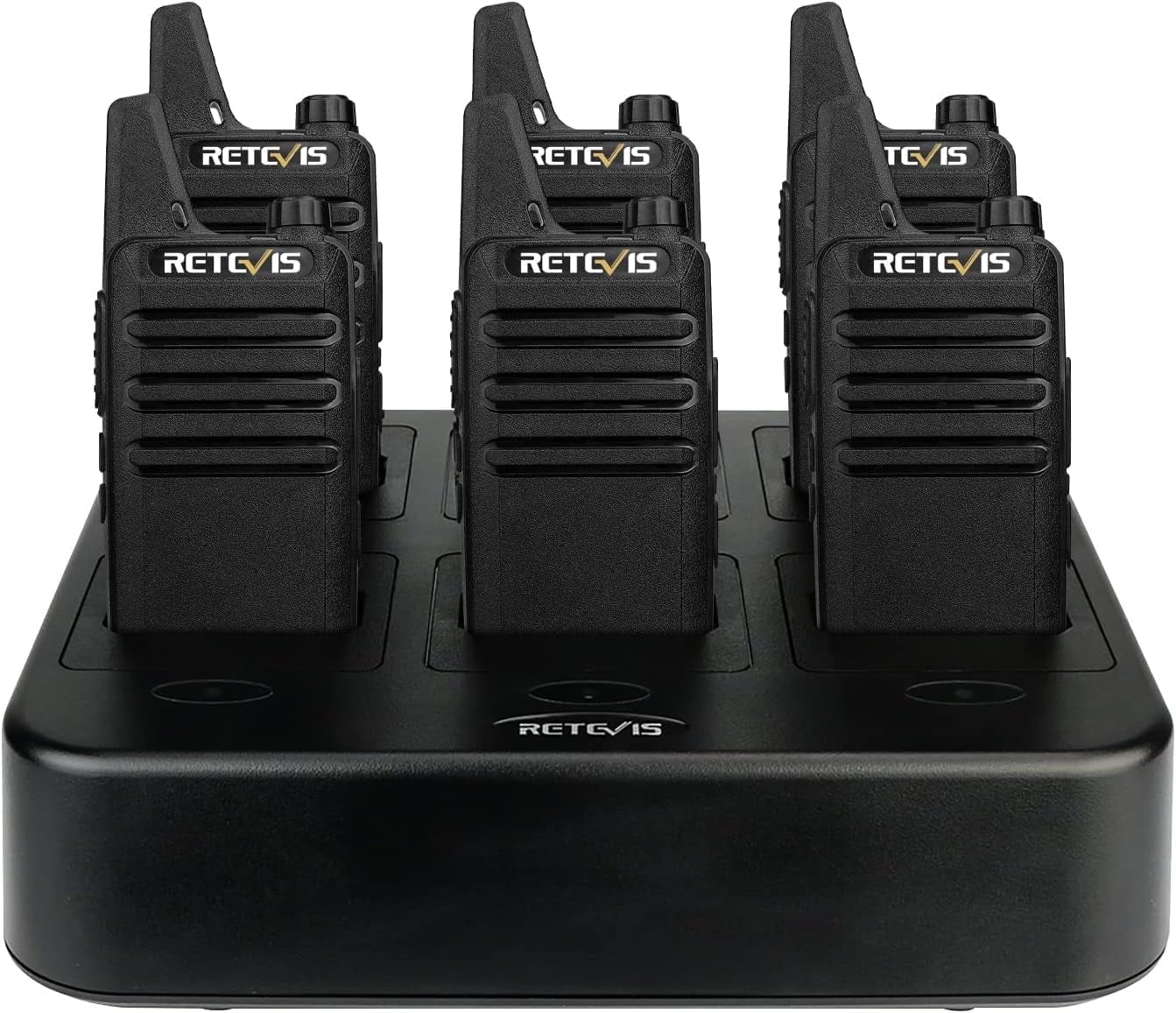 Retevis RT22 Wakie Talkies Rechargeable(12 Pack), Two Way Radios Long Range, with 2 Pack Six Way Mulit Gang Charger, VOX Handsfree, Commercial Walkie RT22 Two Way Radio Long Range Rechargeable,Portable 2 Way Radio (4