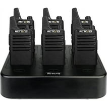 RT22 Walkie Talkies Rechargeable Hands Free 2 Way Radios Two-Way Radio(6 Pack) with 6 Way Multi Gang Charger
