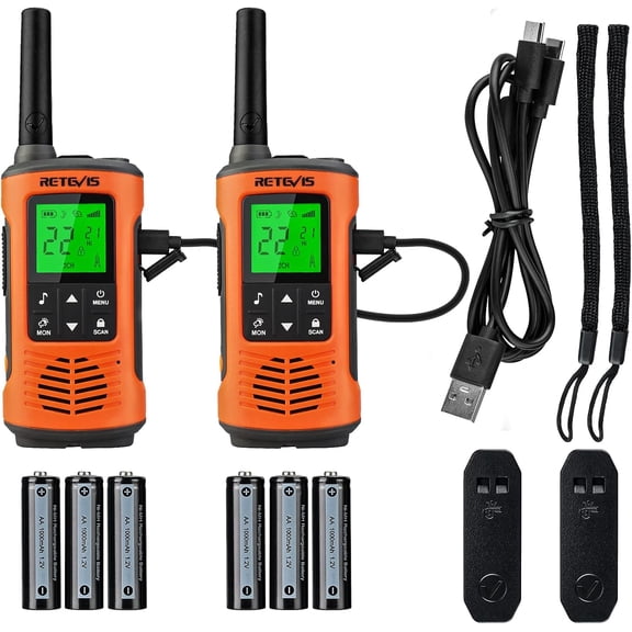 RT45P Waterproof Walkie Talkies IP67,Rechargeable Two Way Radio for Adults,22CH SOS NOAA,with 1000mAh Battery and USB-C Charger,Long Range 2 Radios Skiing Fishing Boating Pcs
