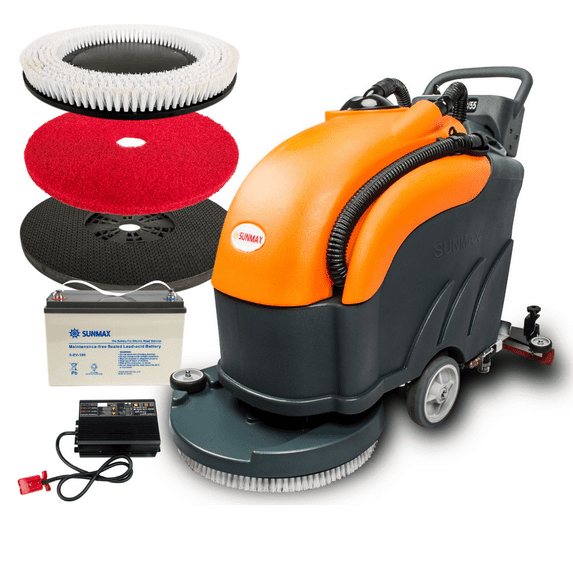 RT50 Battery Powered Walk-Behind Floor Scrubber, 22" Brush Cleaning Path, 30000 Sqft/h Efficiency
