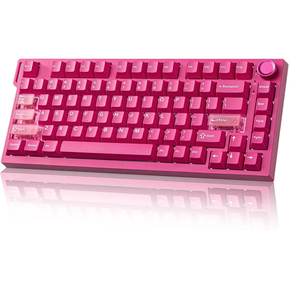 RT75 PRO Wireless Gaming Keyboard,Hall Effect Mechanical Rapid Trigger Magnetic Keyboard Bluetooth/USB-C/2.4G Dual 8KHz Polling Rate &128K Scan,RGB Backlit,TGL/SOCD/DKS/MT (Pink,Red Switch)