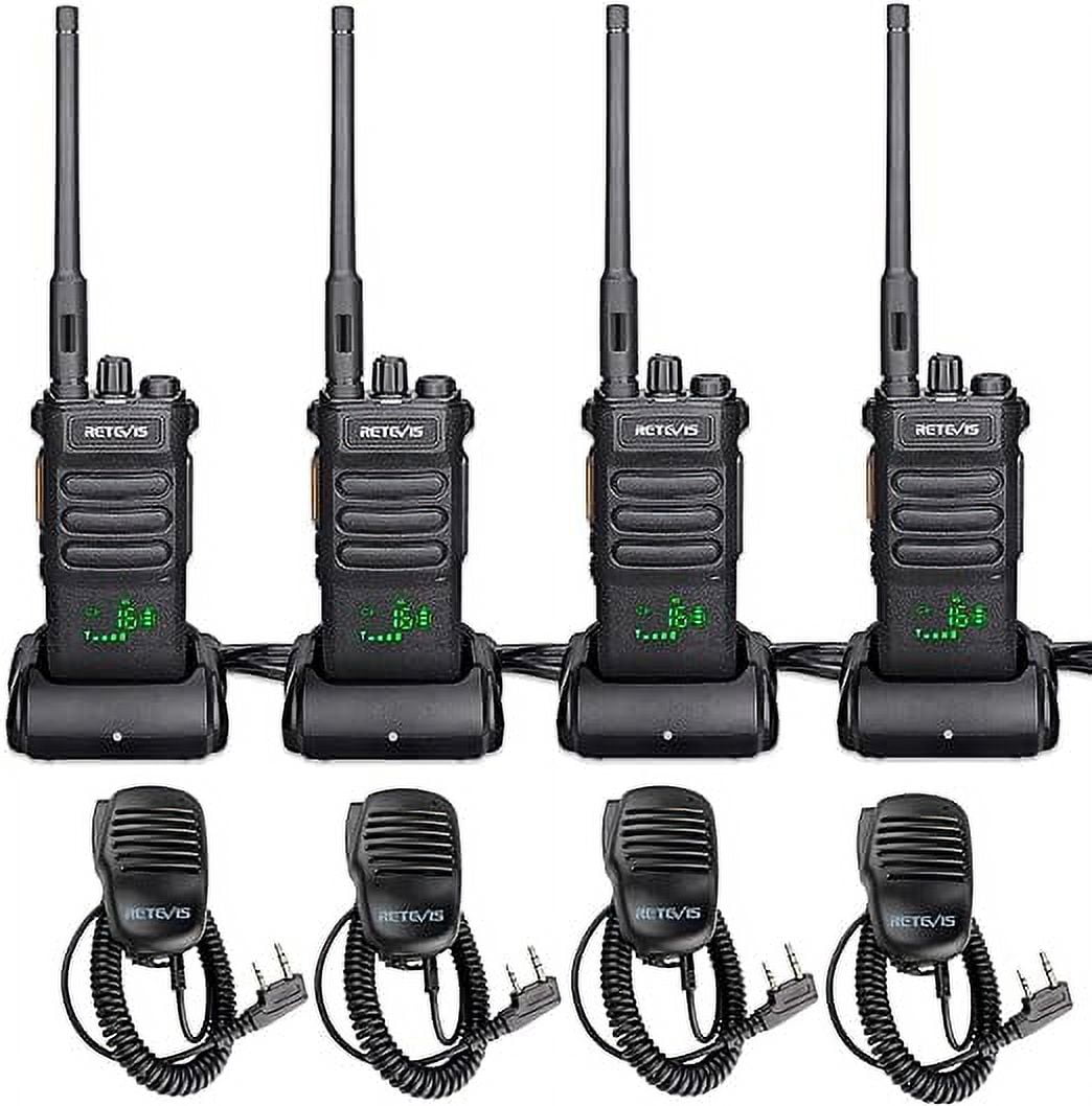 RT86 Two Way Radios Long Range Rechargeable,High Power Heavy Duty 2600mAh 2 Way Radio,Remote Alarm,Flashlight,Walkie Talkies Adults with Shoulder Mic for Security Property Work(4 Pack)