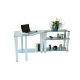 thumbnail image 1 of RTA Home & Office CT-01302W Frosted Tempered Glass Gloss White Corner Computer Desk with Right Extention Table, 1 of 2