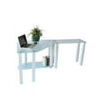 thumbnail image 1 of RTA Home & Office CT-013RW Frosted Tempered Glass Gloss White Corner Computer Desk with Modular Right Extention Table, 1 of 2