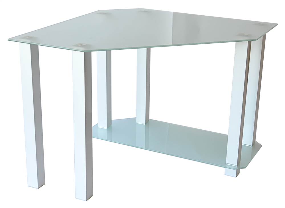 RTA Home & Office  Frosted Tempered Glass Gloss White Corner Computer Desk - image 1 of 3