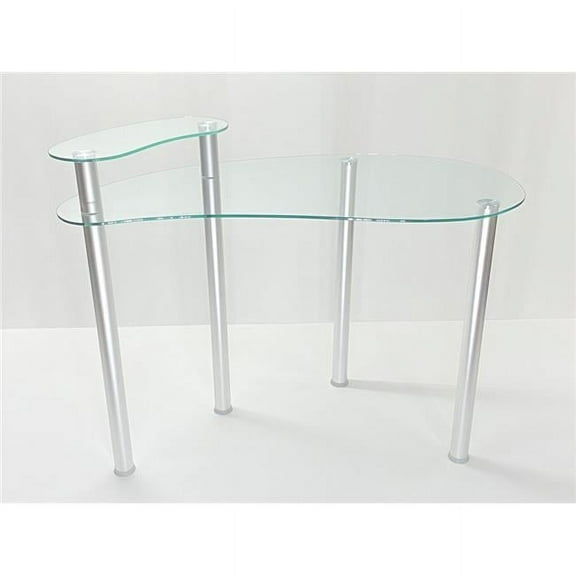 RTA Home & Office T1D-122 29.5 x 45.3 x 23.7 in. Tier One Designs Clear Glass Corner Computer Desk with Monitor Stand