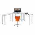thumbnail image 1 of RTA Home and Office  Clear Tempered Glass Corner Computer Desk with Left and Right Extention tables, 1 of 1