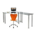 thumbnail image 1 of RTA Home and Office  Clear Tempered Glass Corner Computer Desk with Right Extention table, 1 of 1