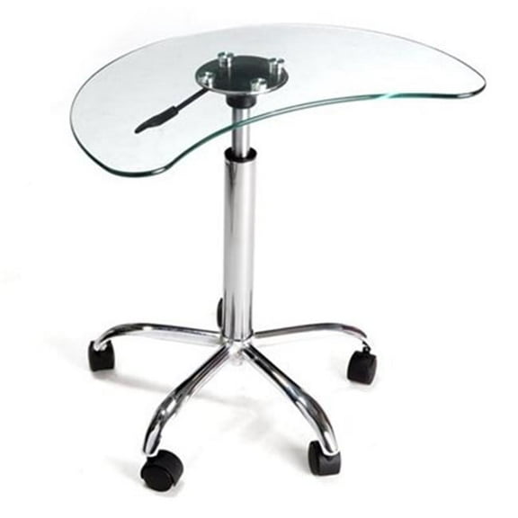 RTA Home and Office LT-020 Clear Glass and Aluminum Laptop Stand with Casters