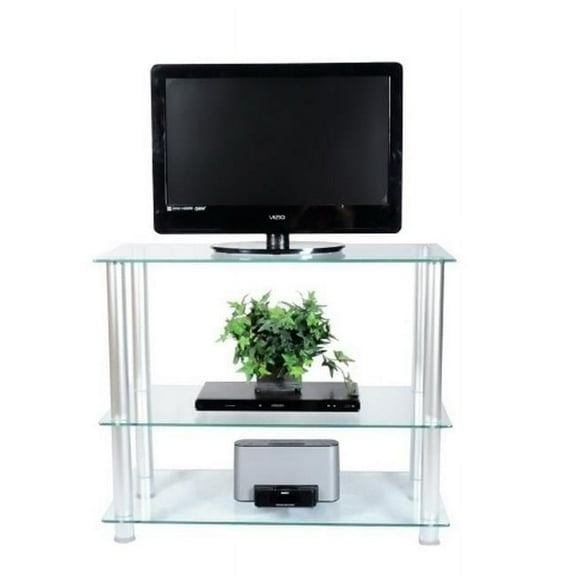 RTA Home and Office TVM-0042 42 in. Glass and Aluminum Extra Tall TV Wall unit TV Stand