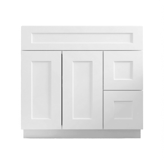 Sterfic RTA 2-Drawer Freestanding Vanity Sink Base, Shaker, White, 36-Inch