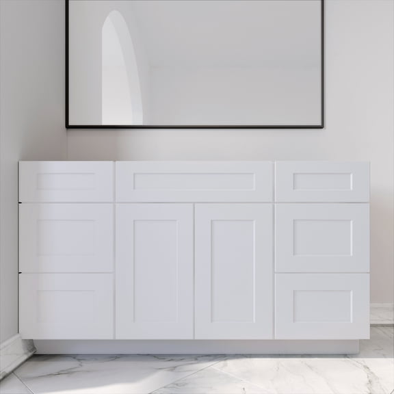 RTA White Shaker 60"W Vanity Combo