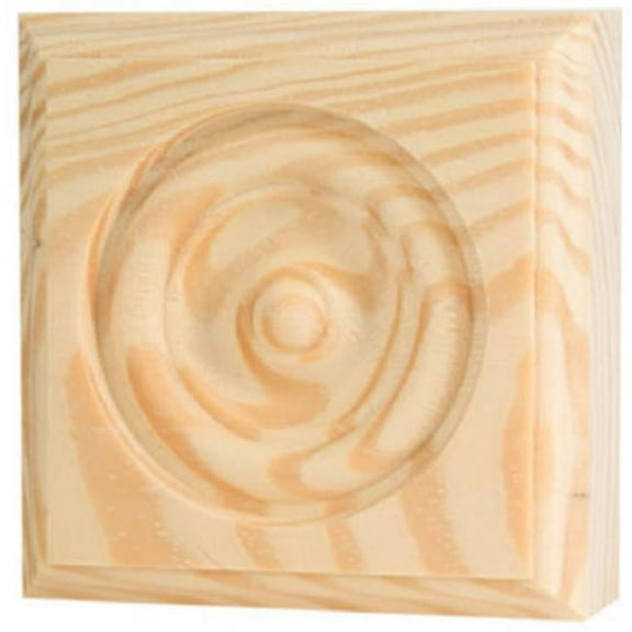 RTB-35 3.75 x 3.75 x 1 in. Rosette Trim Pine Block Moulding
