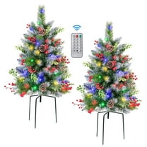 RTB-Alupssuc 2 Set of 2ft Pre-lit Outdoor Christmas Tree with Remote, Timer, Multi-Color Lights, Christmas Porch Decorations for Home & Yard