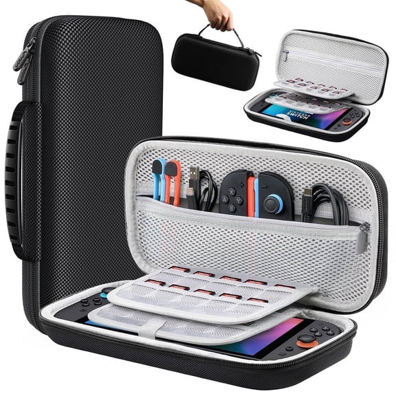 Lmcpa Switch 2 Case for Nintendo Switch 2 (2025)–Switch 2 Carrying Case, Switch 2 Accessories, Shockproof, 20 Game Card Slots, Non-Slip Handle, Black