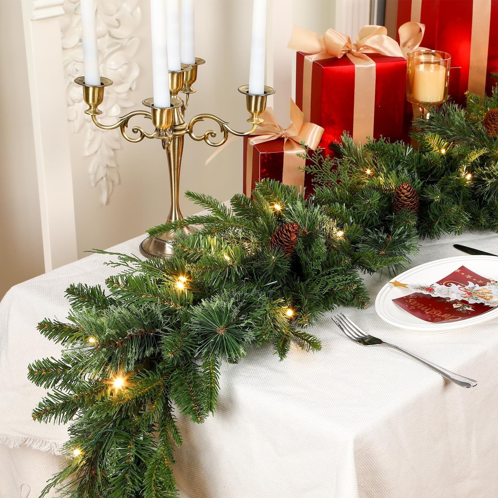 RTB-SHareconn 6FT Prelit Christmas Garland, Natural Rustic Cedar Pine ...