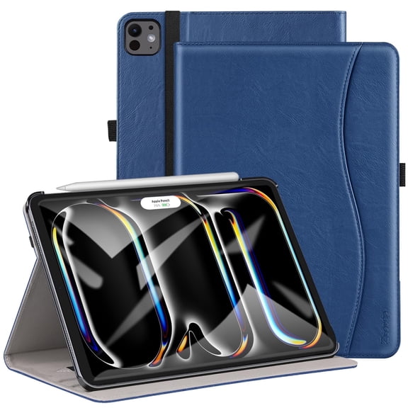 Case for New iPad Pro 11 Inch Case 2024 5th Generation M4, Premium PU Leather Cover with Auto Wake/Sleep, Multiple View Angles, Navy Blue