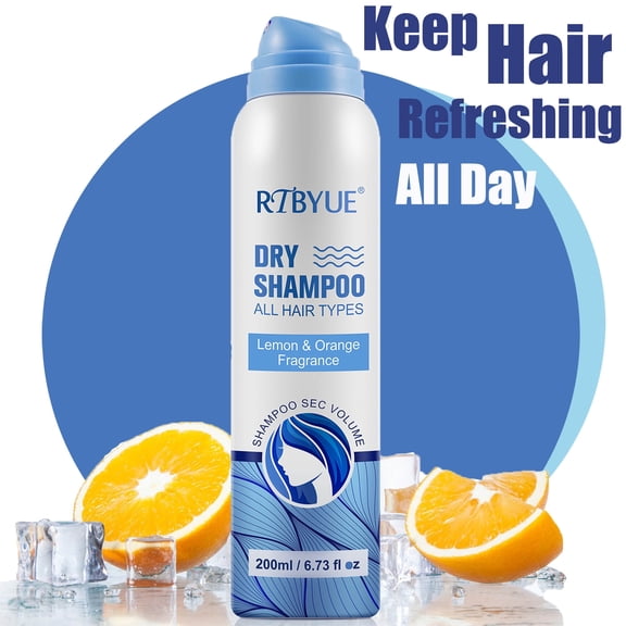 RTBYUE Waterless Dry Hair Shampoo Spray with Collagen for Natural Fresh Dry Hair, Hair Oil Control and Create Fluffy Hair in 30 Seconds - Lemon and Orange Fragrance