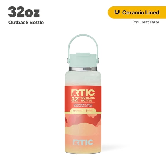 RTIC 32 oz Ceramic Lined Insulated Outback Water Bottle, Leak Resistant, Desert Sunset