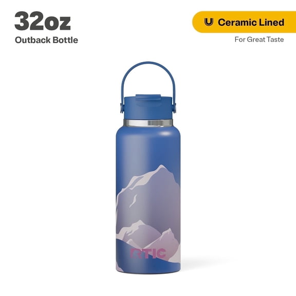 RTIC 32 oz Ceramic Lined Insulated Outback Water Bottle, Leak Resistant, Snowy Peak