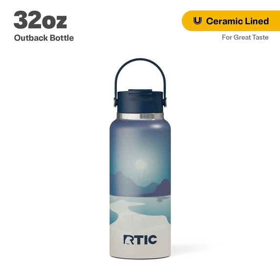 RTIC 32 oz Ceramic Lined Insulated Outback Water Bottle, Leak Resistant, Starry Night