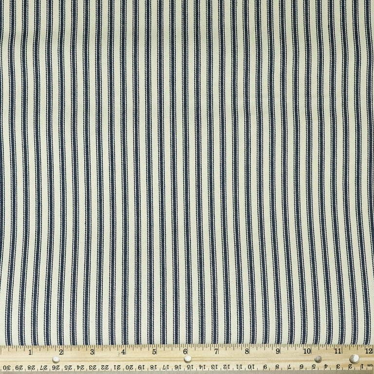 Navy Canvas Ticking Stripes Fabric