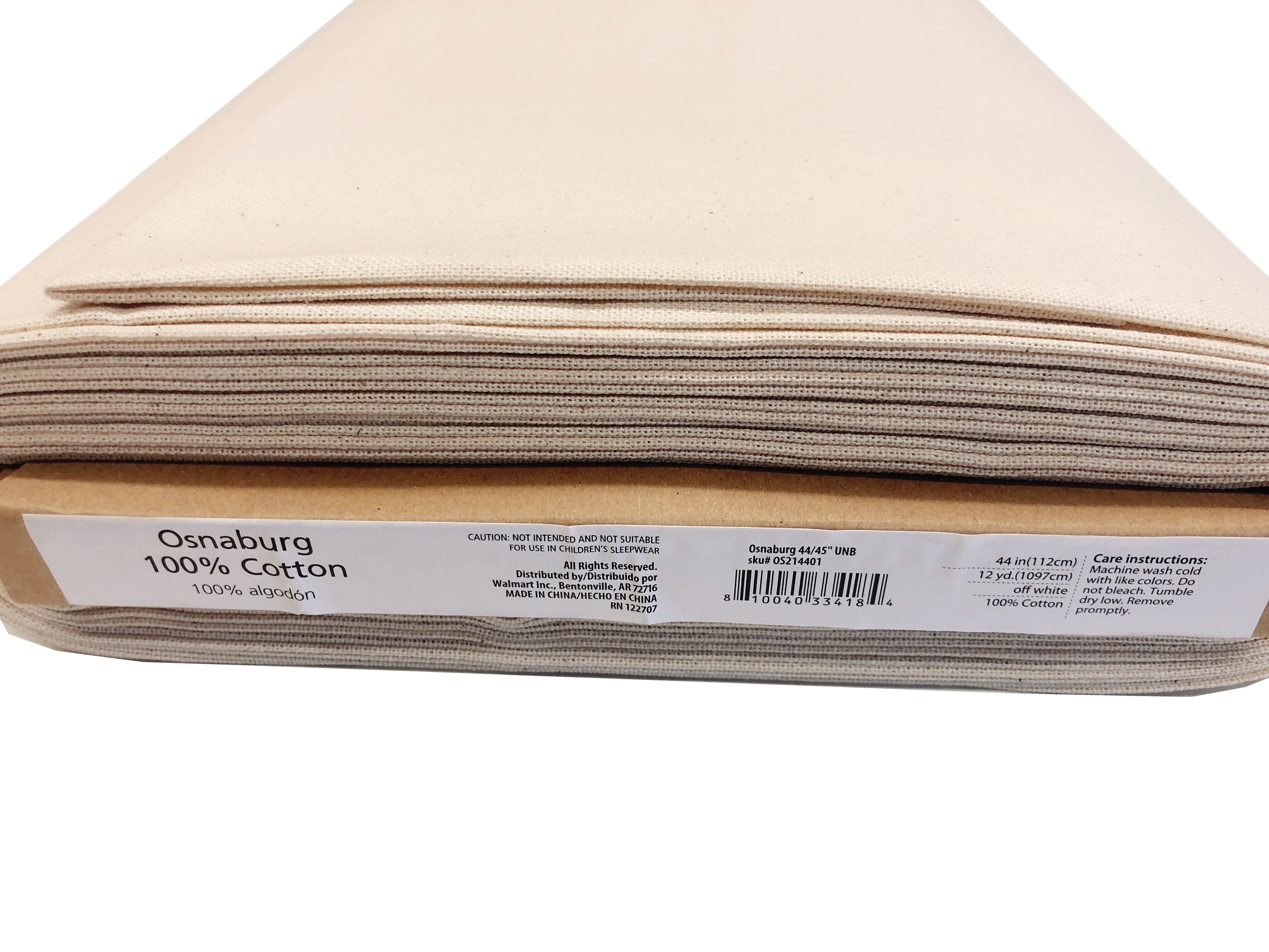 RTC Fabrics 100% Cotton 44/45" Wide Solid Color Natural Osnaburg-Permanent Press Muslin By The Yard, Unbleached, Off-White