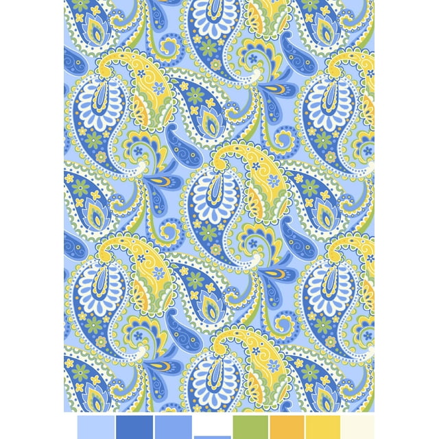 RTC Fabrics 100% Cotton 44" Width Paisley Provence Blue Print Fabric by the Yard