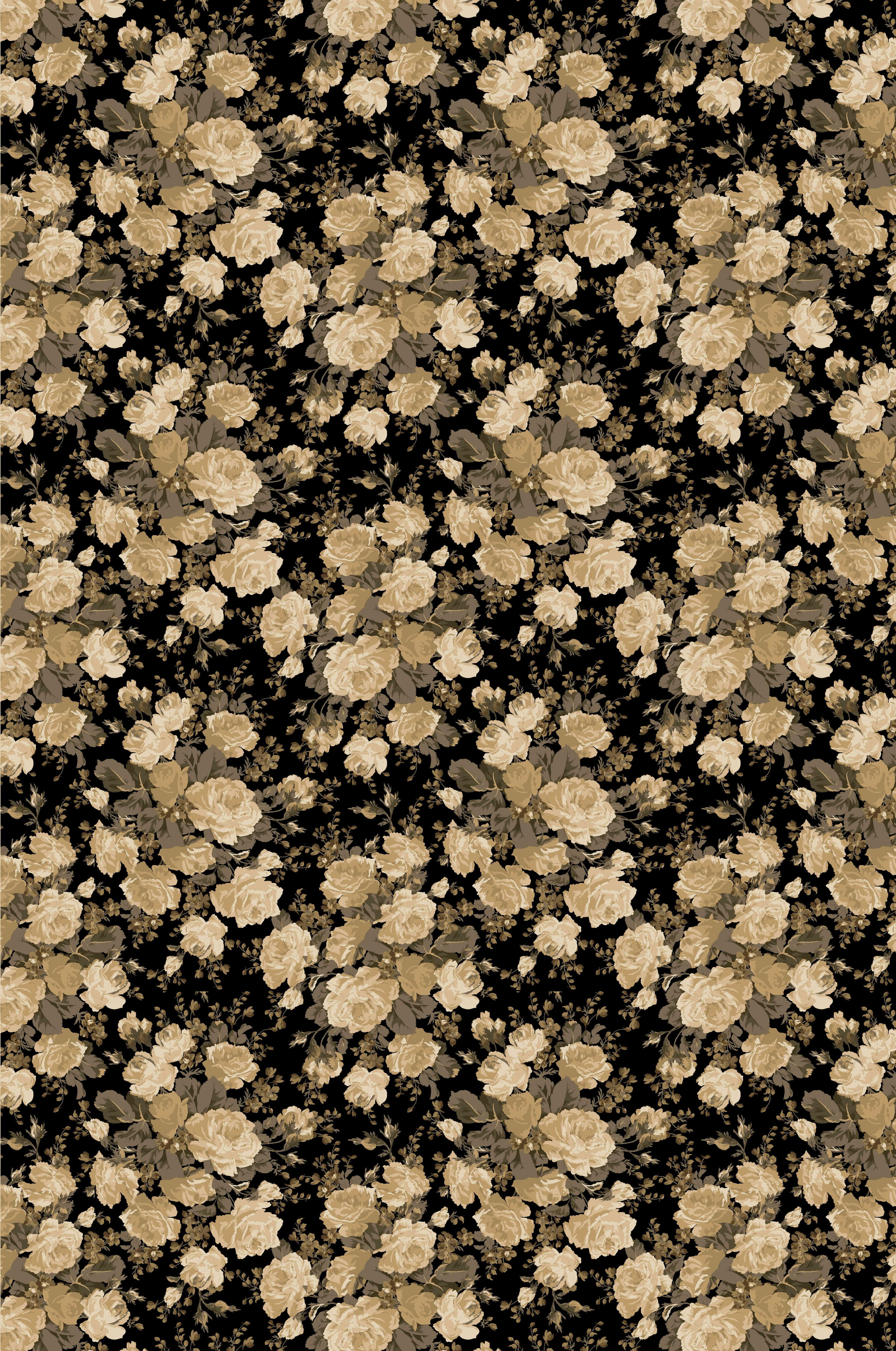 RTC Fabrics 100% Cotton Decor Noir Large Rose Fabric, by the yard