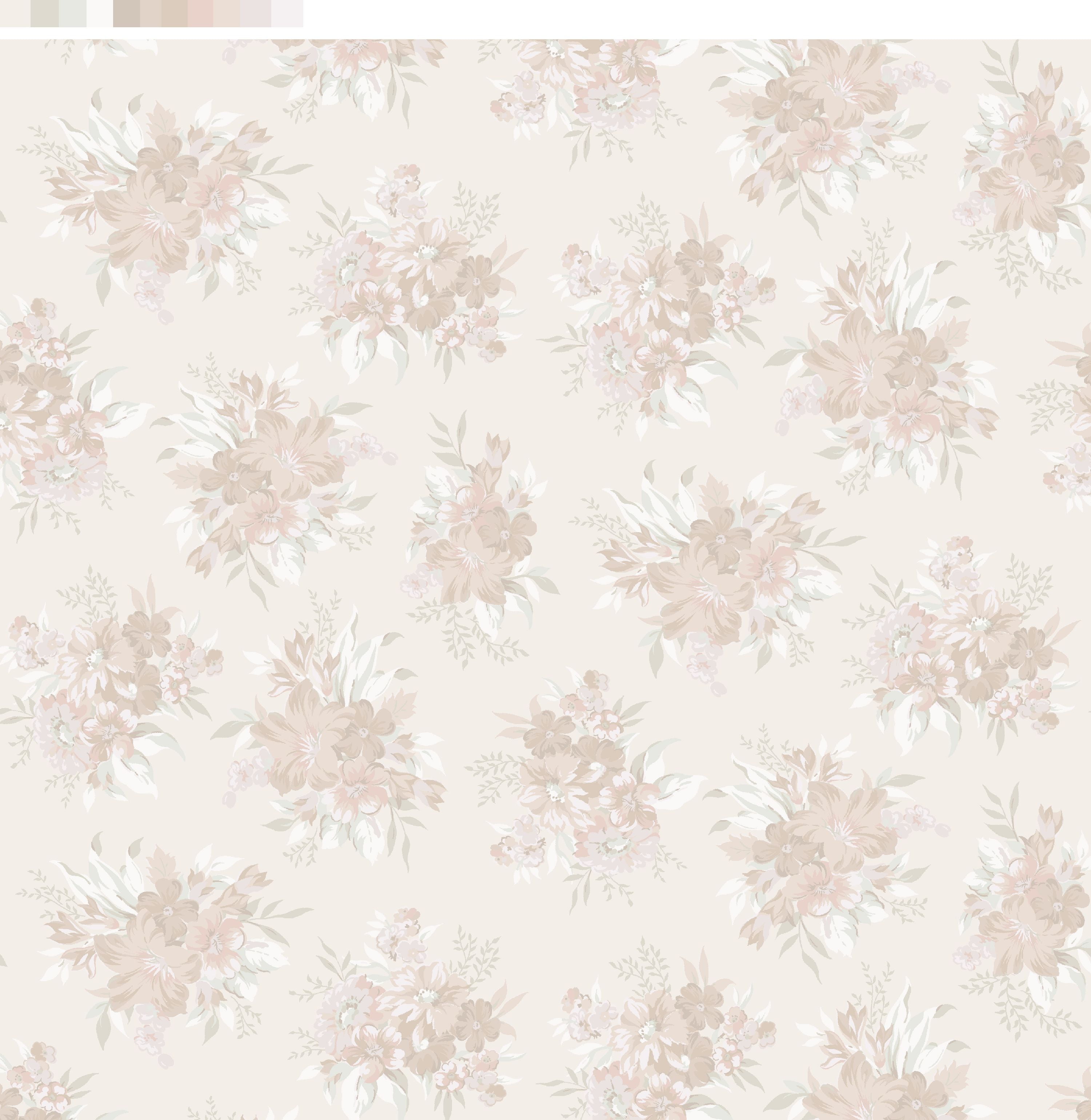 RTC Fabrics 100% Cotton Neutral Floral Tan Fabric, by the yard