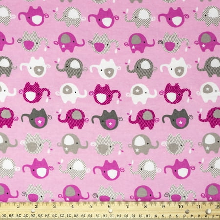 RTC Fabrics 42"/43" 100% Cotton Flannel Elephant Pink Color Crafting Fabric by the Yard