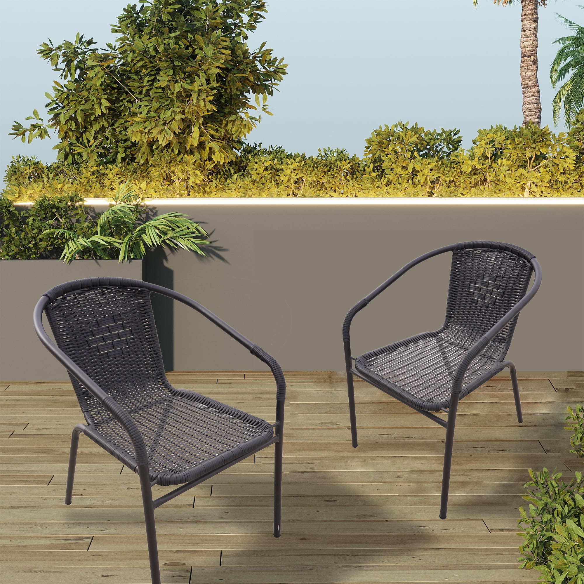 RTC Group Furniture Stackable Rattan Dining Chair, Set of 2 for