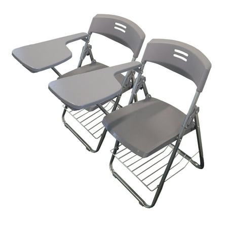 RTC Group Right Hand Pad Tablet Small Arm Desk Folding Chair, Gray, 2Pk