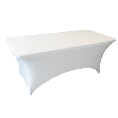 RTC Group Spandex Fitted Stretch Rectangular Tablecloth Table Cover 6 ft, 72 x 30, White, 1 Pack