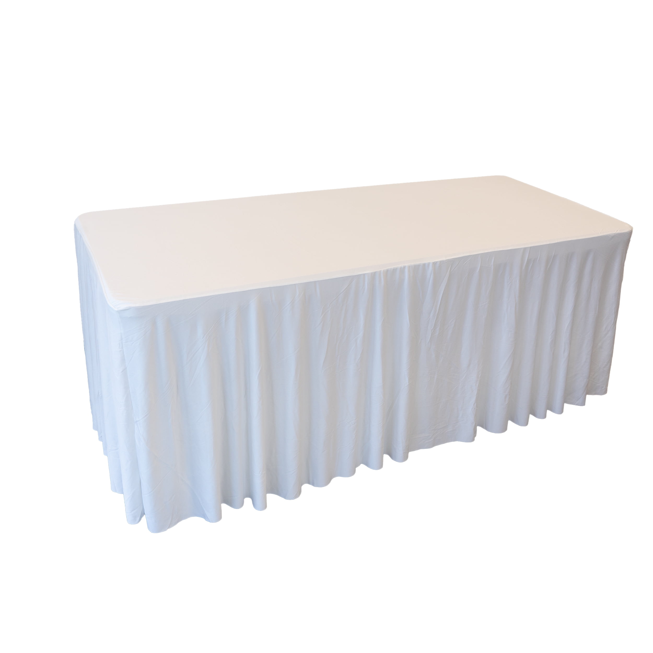 RTC Group Spandex Rectangular Tablecloth Skirt Table Cover, 6Ft Table, 72" x 30", White, 1 PK