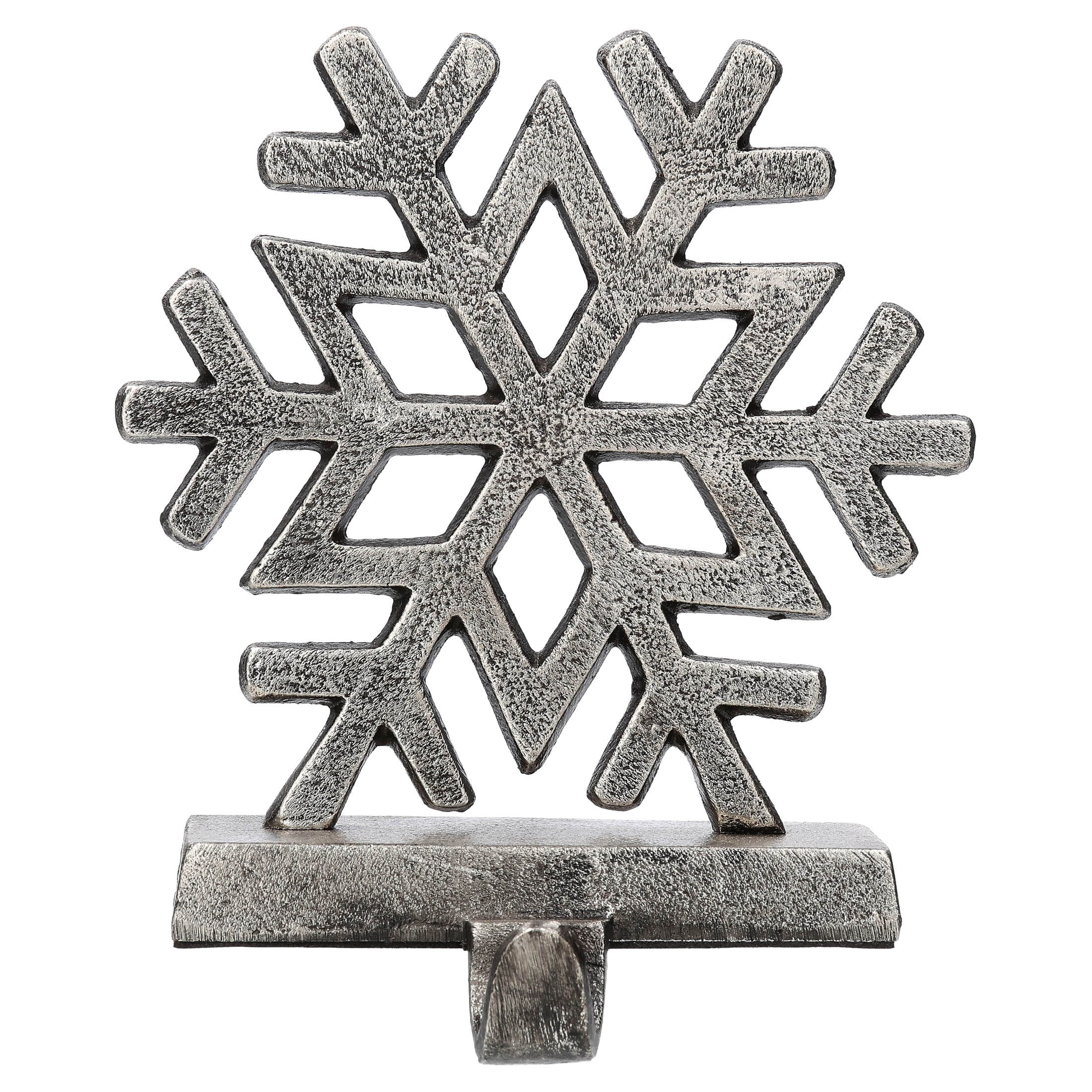 Metal Snowflake Christmas Stocking Holder, Rustic Silver, 5.3", by Holiday Time