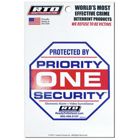 RTD-X2Y Home Security Window Decal - Priority One Home Security - Quantity 12