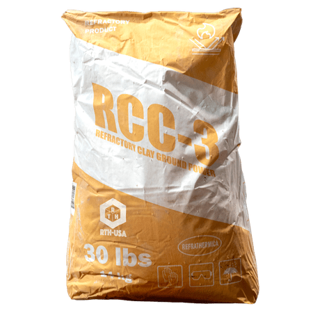 RTH-USA RCC-3 Refractory Clay Ground Powder | 30 lb Bag | High-Temperature Resistant Clay for Furnace Lining and Refractory Mixes | Natural Fireproof Material