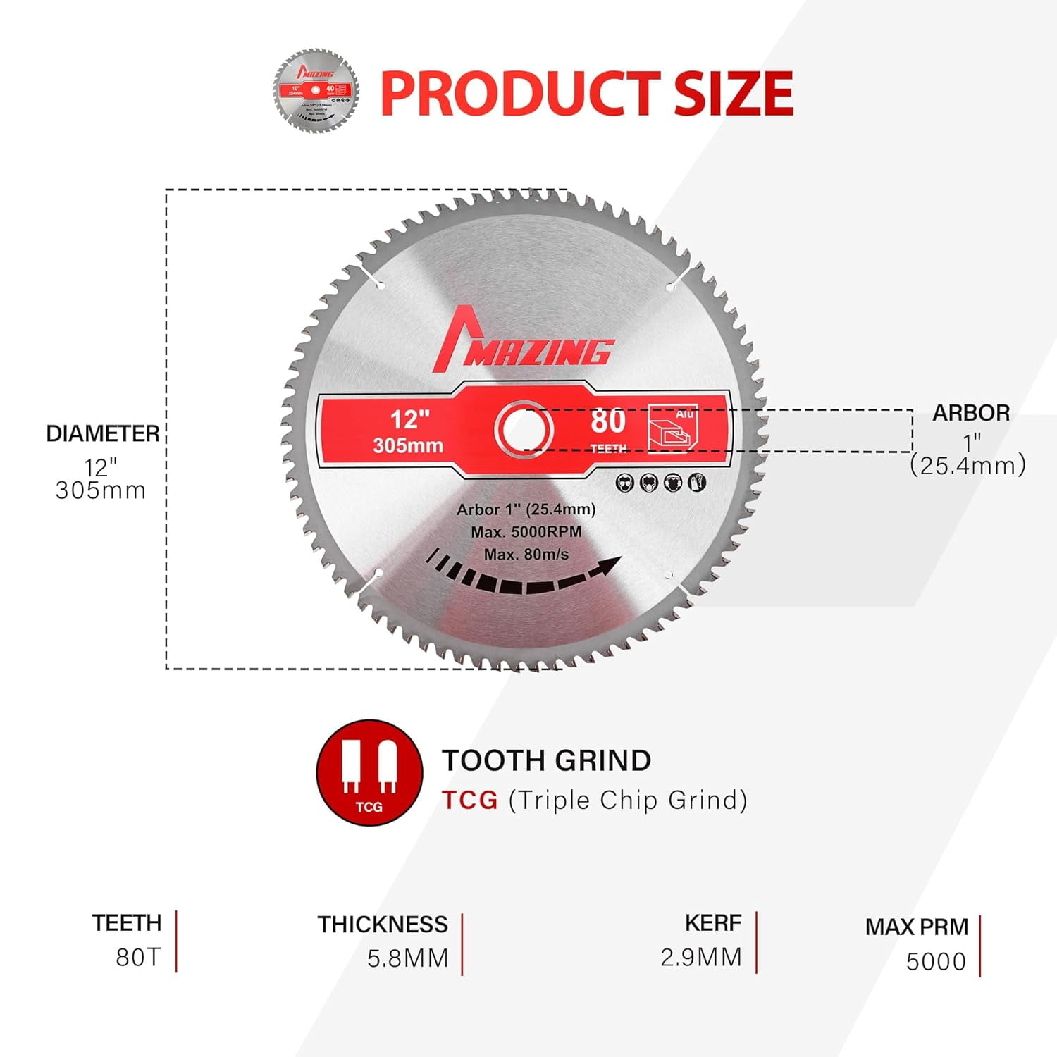 UXACE 12-Inch 100-Tooth Circular Saw Blade For Aluminum & Non-Ferrous Metal - 1" Arbor, Carbide Tip