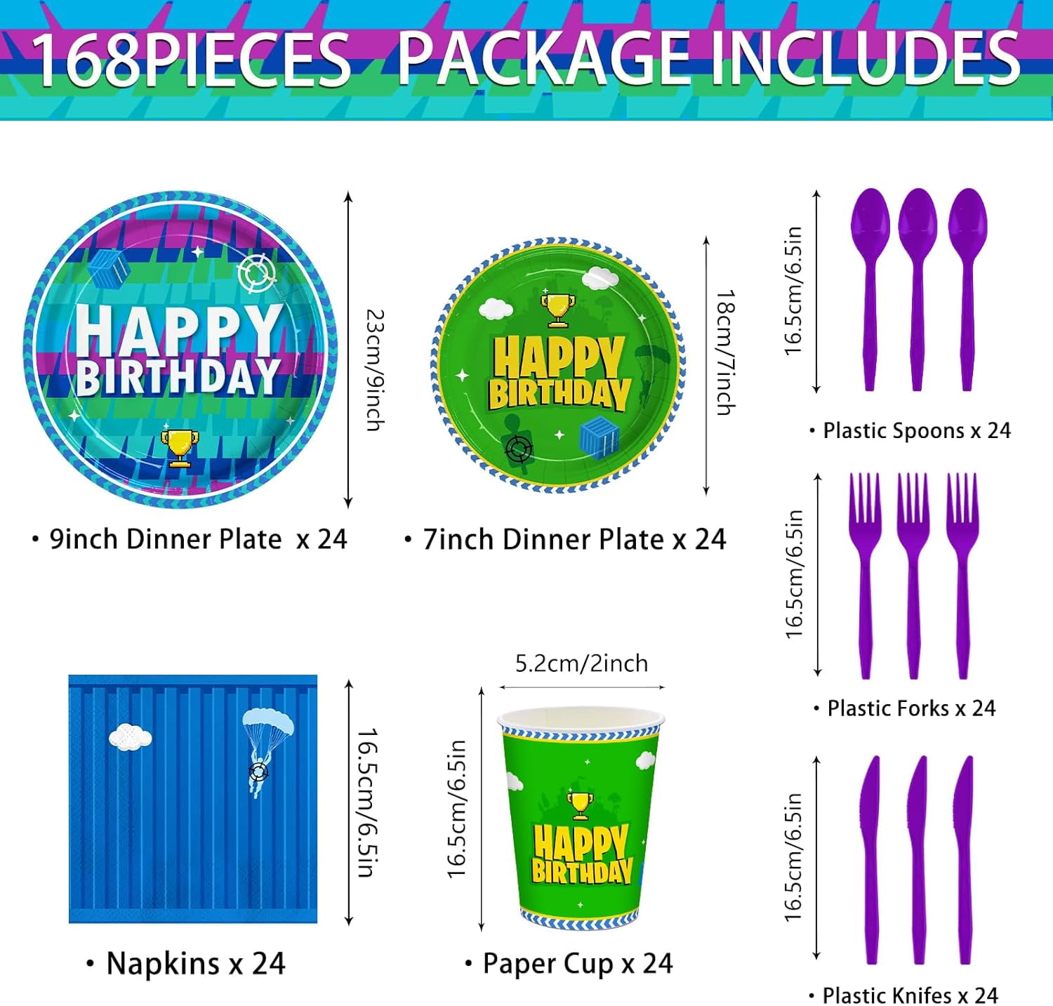 RTHG-168pcs Video Games Plates Napkins Theme Birthday Party Supplies Disposable Paper Cups Purple Fork Video Games Theme Party Decorations for Kids Boys Birthday Decor Tableware Set 24 Guests