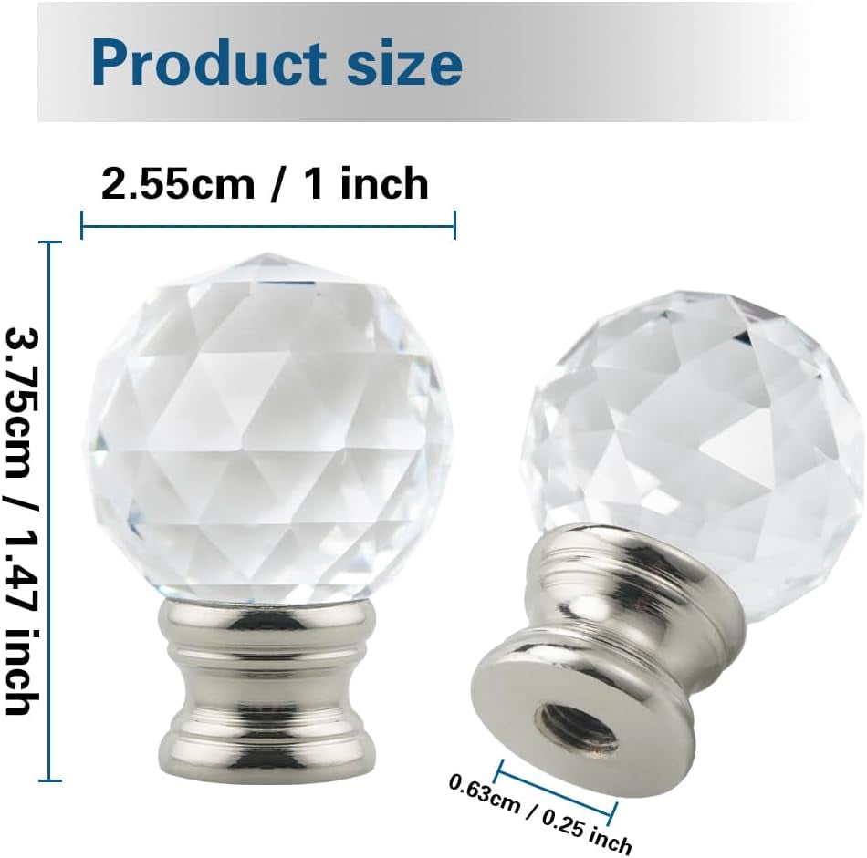RTHG-2 Pieces Crystal Lamp Finials, Nickel Finial for Lamps, Lamp Shade ...