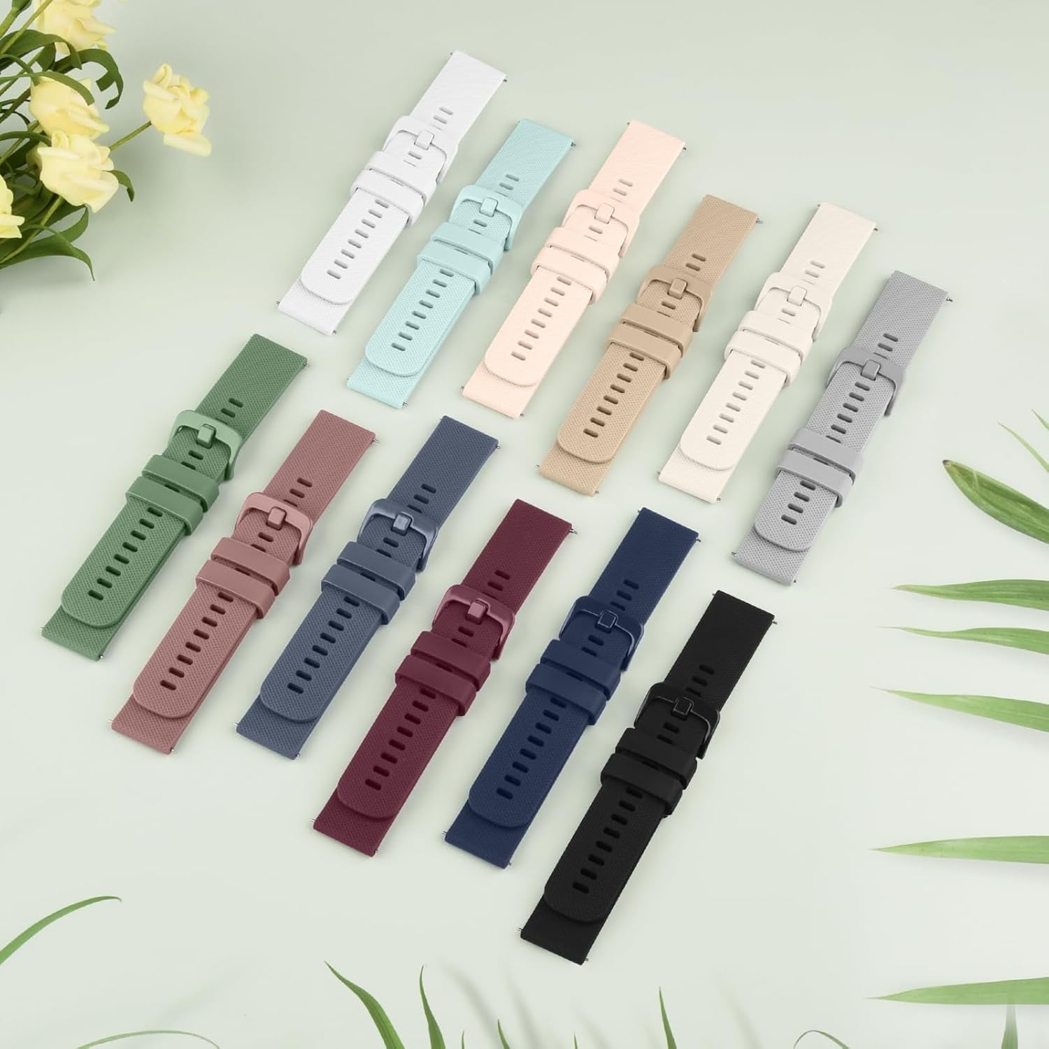 RTHG -3 Pack Bands for Garmin Forerunner 55/165/245 Watch Band, Garmin Vivoactive 5/ Vivoactive 3 Band, 20mm Soft Silicone Replacement Straps for Women Men