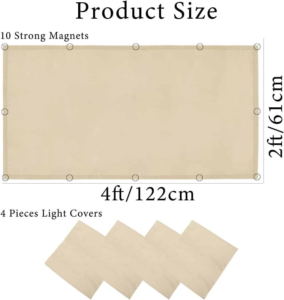 RTHG-4 Pcs Fluorescent Light Covers, 4 x 2 Feet Magnetic Light Covers ...