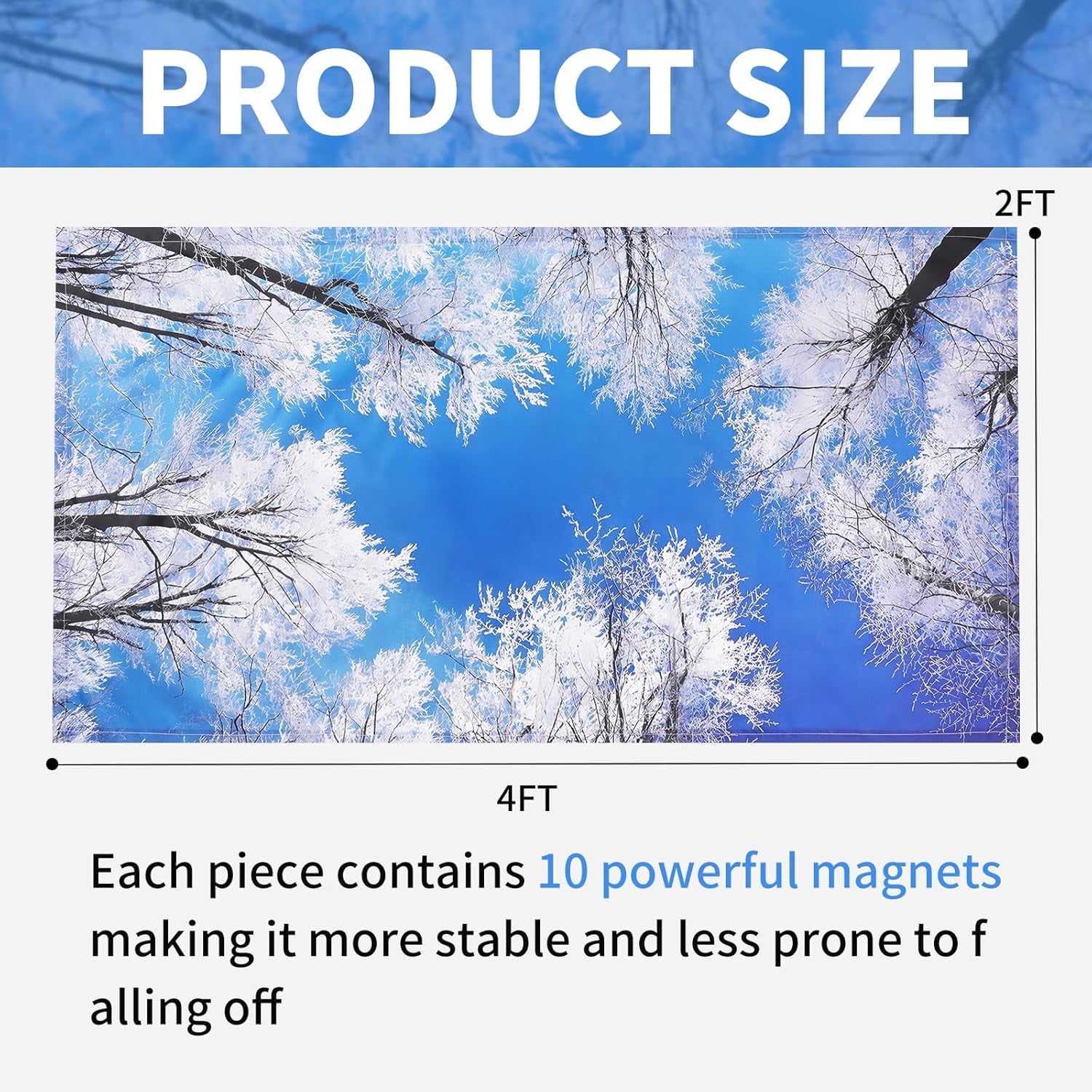 4 Pack Fluorescent Light Covers - 2x2 Ft Magnetic Ceiling Light Filters To Reduce Glare (Trees Design)