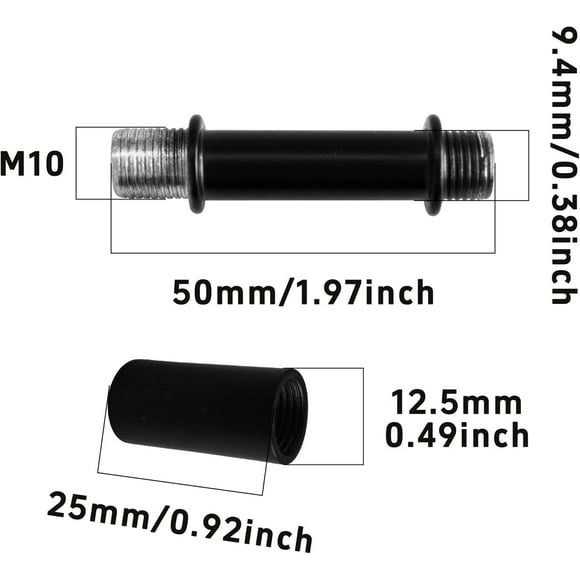 RTHG-4 Sets 2 Straight Pipe Lamp Stem Kit, M10 Double End Threaded Lamp Rod Long Extension Risers, Black Lamp Parts Replacement for DIY Floor Lamps, Table Lamps & Ceiling Lights