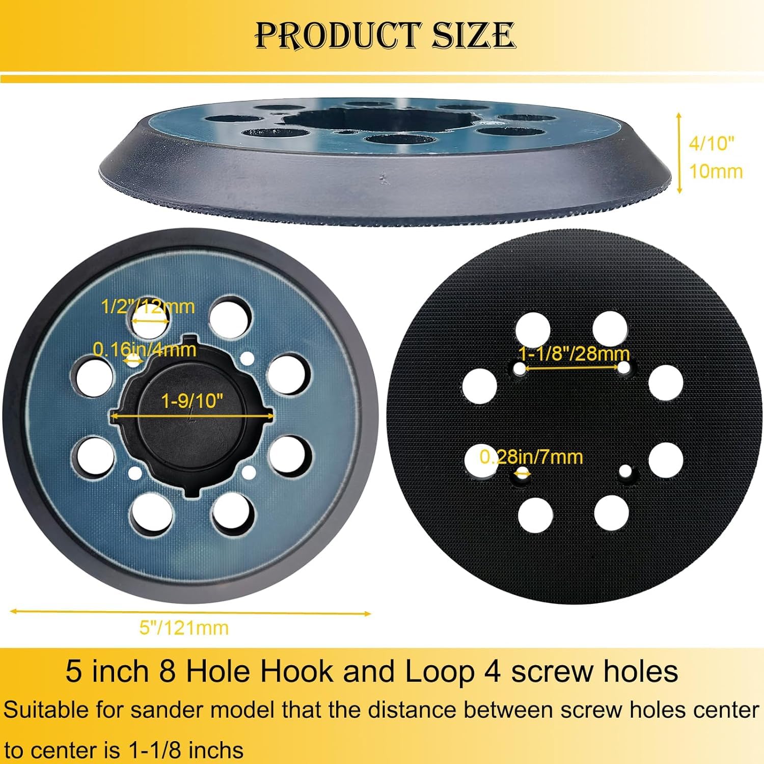 4-Pack 5" Hook & Loop Orbital Sander Pads – Replacement For Dewalt DWE64233, N329079