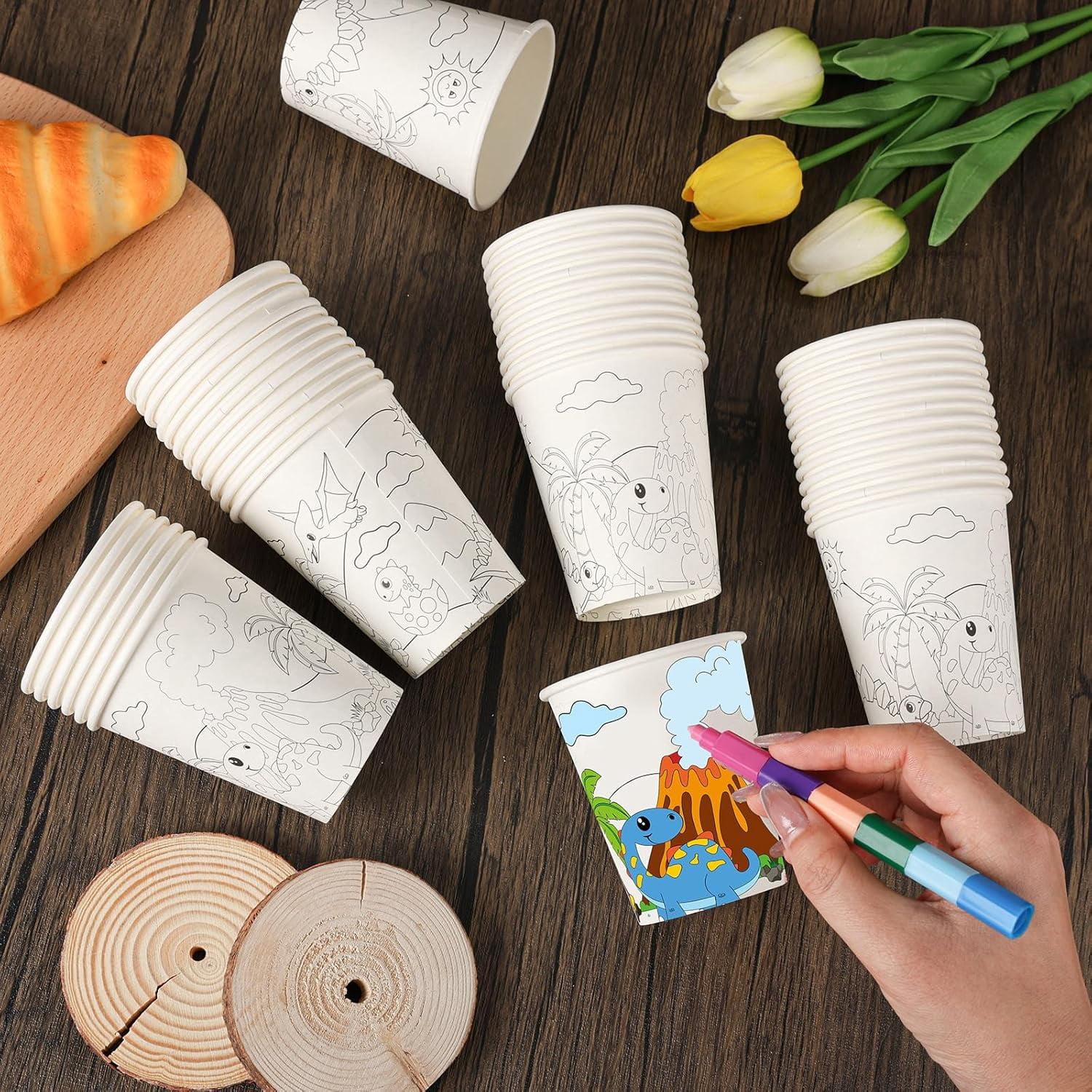 Rthg RTHG-50 PCS 9 oz Dinosaur Paper Cups Bulk Dinosaur Birthday Party ...