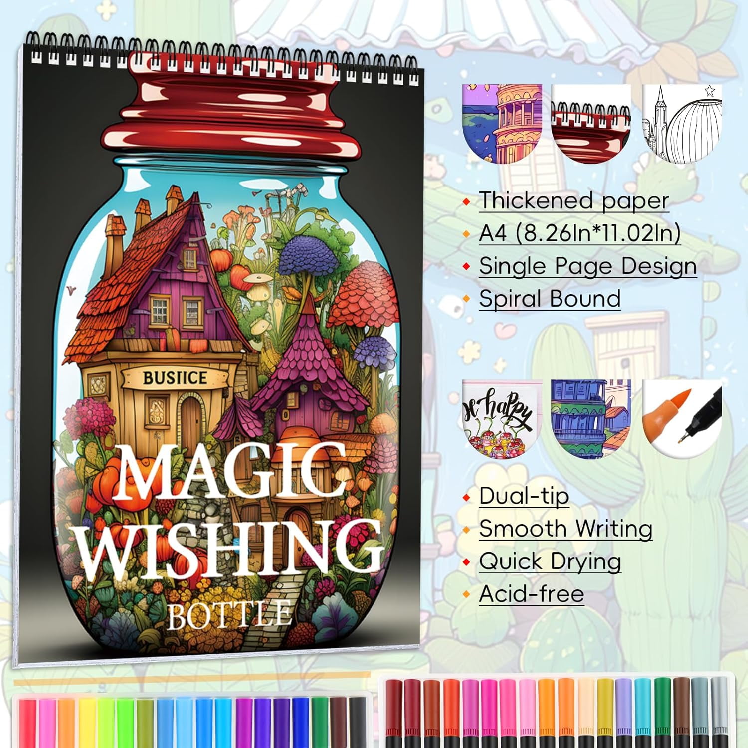 RTHG Adult Coloring Book for Women - RTHG Adult Coloring Book Women Relaxation 36 Colors Dual Tip Markers Premium Pages Spiral Bound Mindfulness Coloring Books Adults 36 Colors Markers A 1dd521c1 E27b 45cb B4ba 840b2ce99226.404e59426a2bfc28b9716b0f6080fc4d 